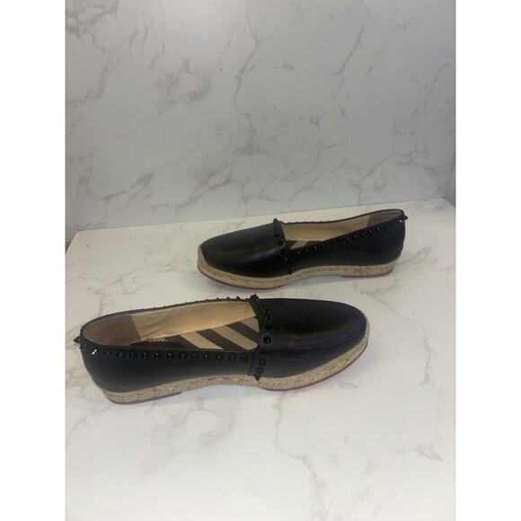 Christian Louboutin Studded Espadrilles in Black Leather - Picture 2 of 5